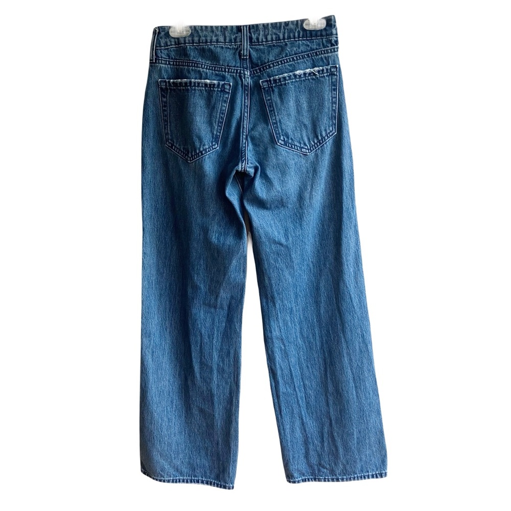 Hollister Low Rise Baggy Jeans Size 00 24 Distressed Wide Leg 100% Cotton Denim - Picture 2 of 14